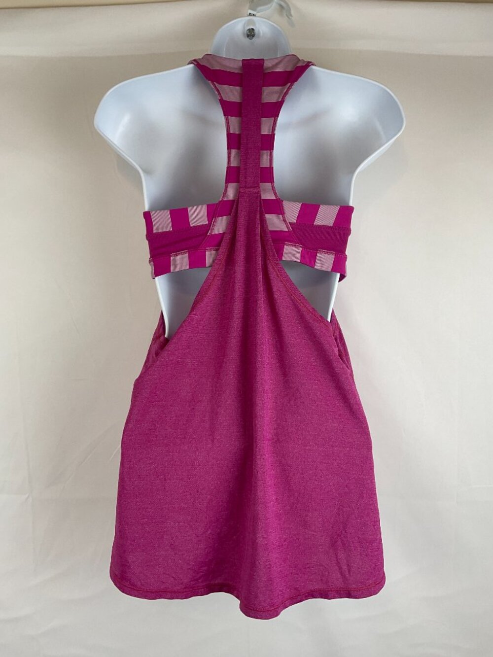 Lululemon 2-In-Run Tank 6 Heathered Raspberry Micro Macro Stripe Racerback - Picture 7 of 10
